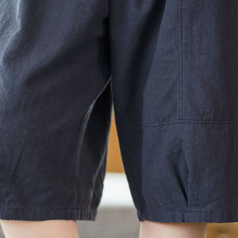 Szorty damskie Buddha Stones Casual Plain Color Cotton Ramie z kieszeniami - image 19