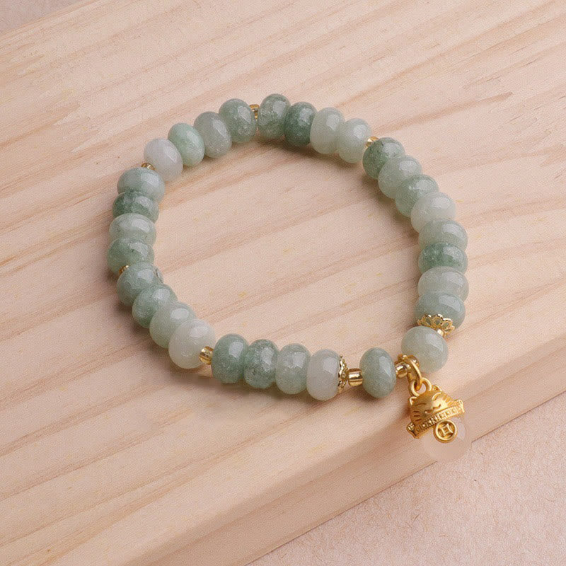 Buddha Stones Kwarc Truskawkowy Cyjan Jade Koraliki Kota Szczęścia Bransoletka Lecznicza - image 17