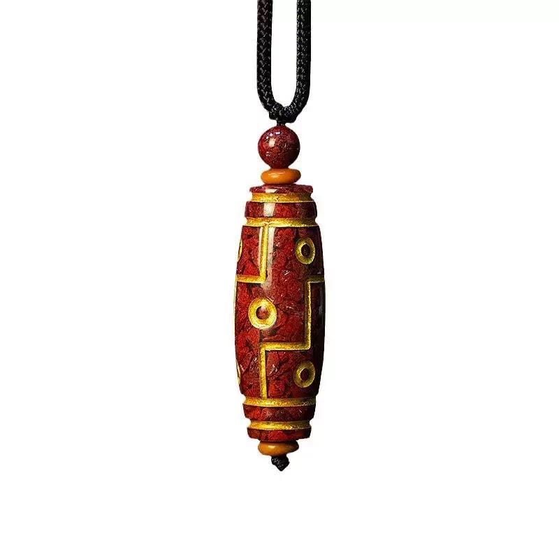 Naszyjnik z Buddha Stones z cynobrem i dziewięcioma oczami Dzi Bead Blessing