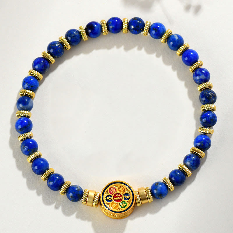 Buddha Stones Naturalny Lazuryt Om Mani Padme Hum Koraliki Równowagi Bransoletka