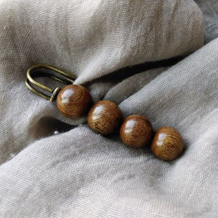 Buddha Stones Vintage Sandałowiec Agathis Alba Drewno Hebanowe Peltogyne Koraliki Broszka Lecznicza