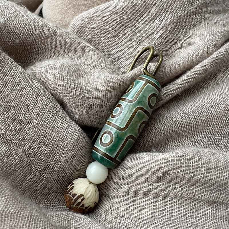 Buddha Stones Dziewięciooczne Koraliki Dzi Bodhi Nasiona Lotosu Broszka Ochronna