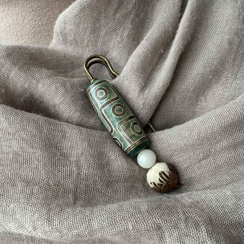 Buddha Stones Dziewięciooczne Koraliki Dzi Bodhi Nasiona Lotosu Broszka Ochronna