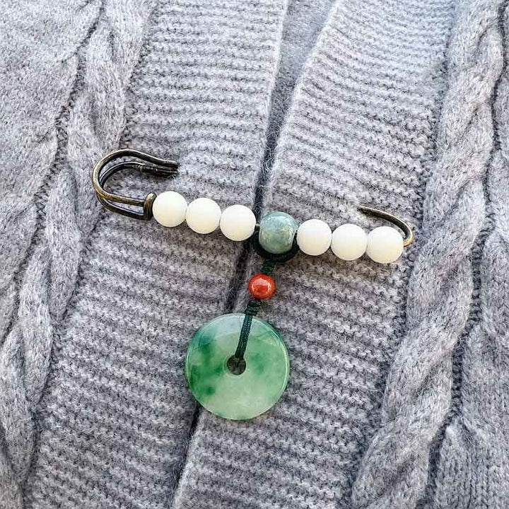 Broszka z klamrą pokoju z Buddha Stones Bodhi Seed z jadeitu
