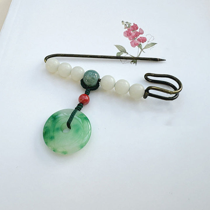 Broszka z klamrą pokoju z Buddha Stones Bodhi Seed z jadeitu