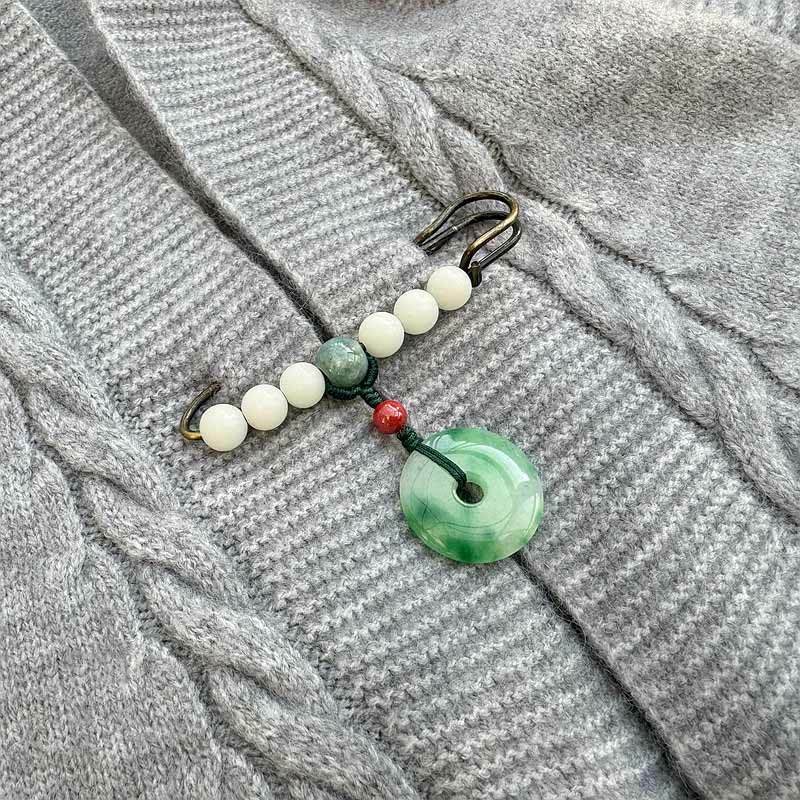 Broszka z klamrą pokoju z Buddha Stones Bodhi Seed z jadeitu