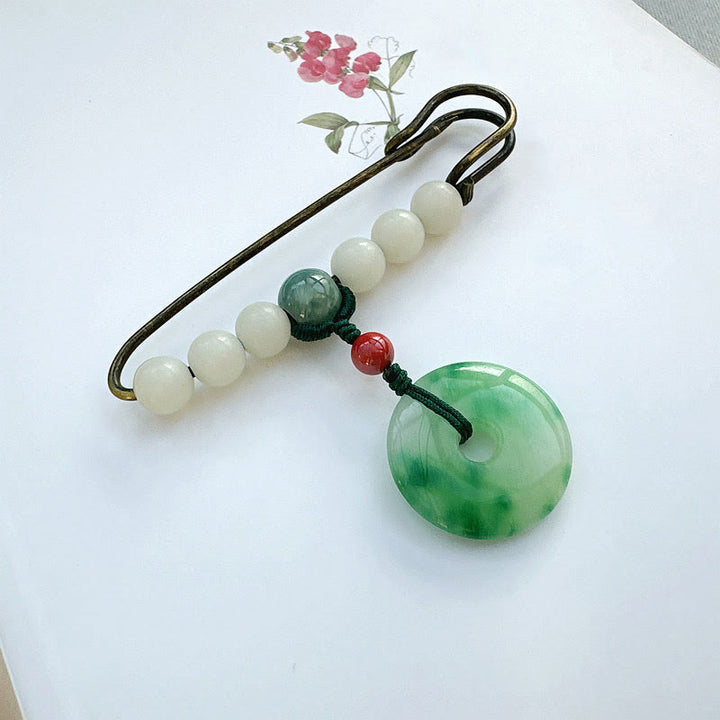 Broszka z klamrą pokoju z Buddha Stones Bodhi Seed z jadeitu