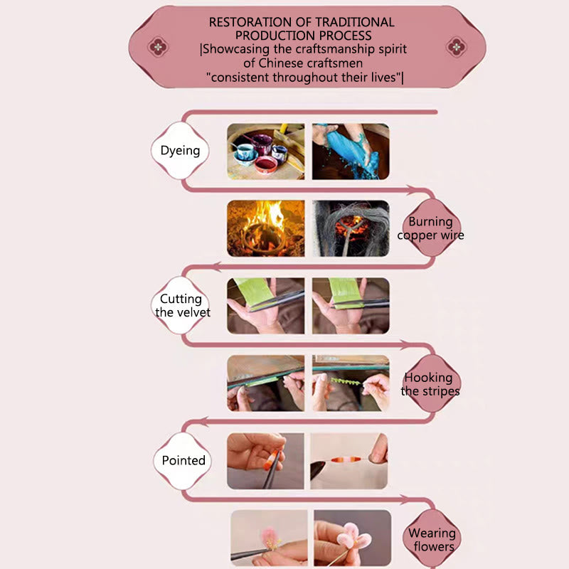 Buddha Stones Ręcznie robione Aksamitne Kwiaty Bambusowe Liście Miękka Spinka Do Włosów