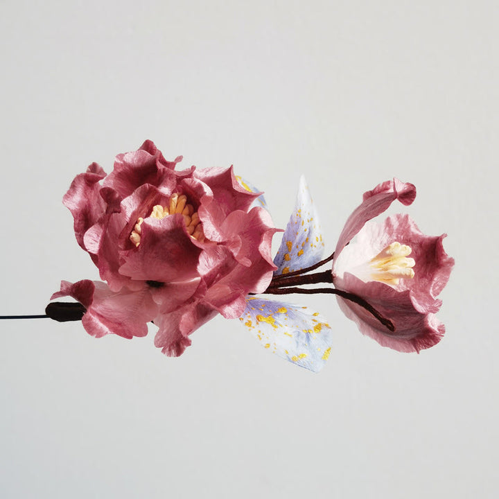 Buddha Stones Ręcznie Robione Aksamitne Kwiaty Morwowe Jedwabne Czerwone Kwiaty Broszka