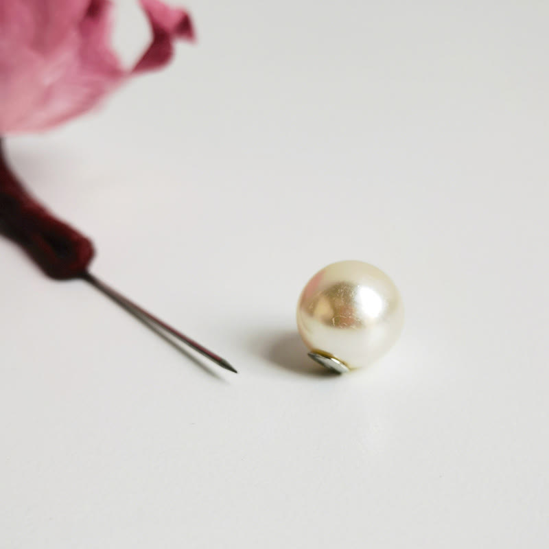 Buddha Stones Ręcznie Robione Aksamitne Kwiaty Morwowe Jedwabne Czerwone Kwiaty Broszka