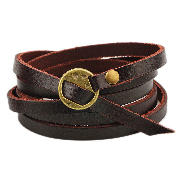 Bransoletka Buddha Stones Vintage Wielowarstwowa Skórzana Klamra Pewność Siebie