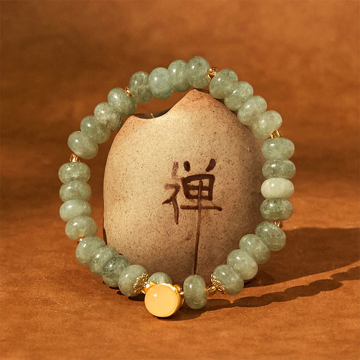 Buddha Stones Kwarc Truskawkowy Cyjan Jade Koraliki Kota Szczęścia Bransoletka Lecznicza - image 15
