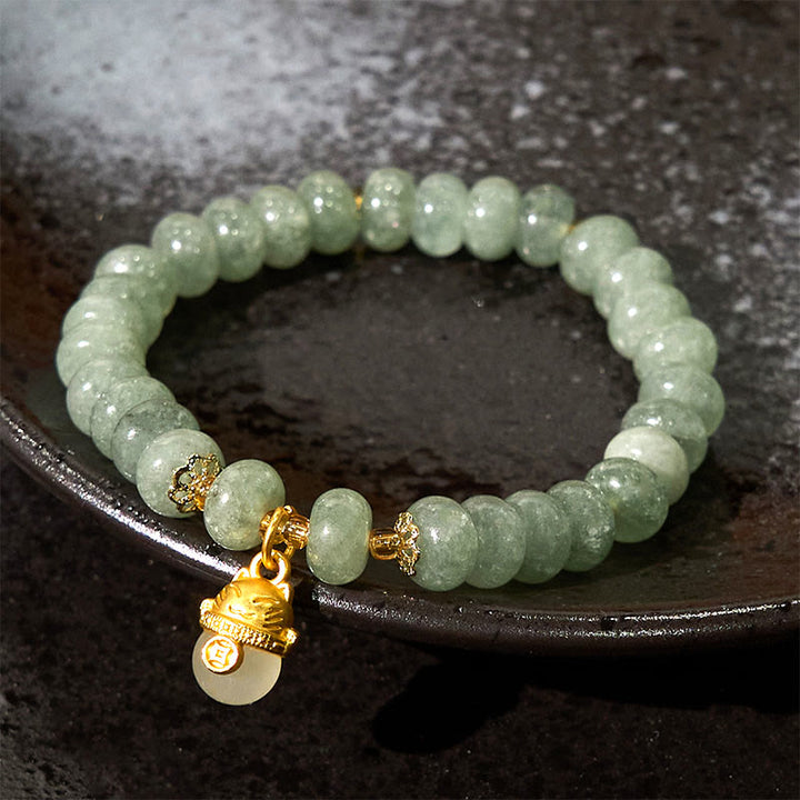 Buddha Stones Kwarc Truskawkowy Cyjan Jade Koraliki Kota Szczęścia Bransoletka Lecznicza - image 12