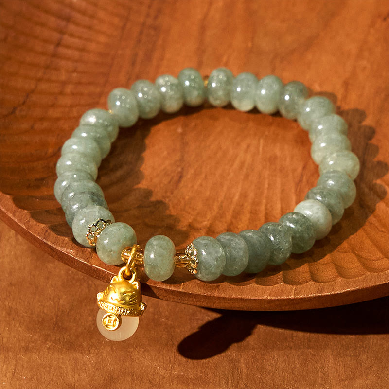 Buddha Stones Kwarc Truskawkowy Cyjan Jade Koraliki Kota Szczęścia Bransoletka Lecznicza - image 14