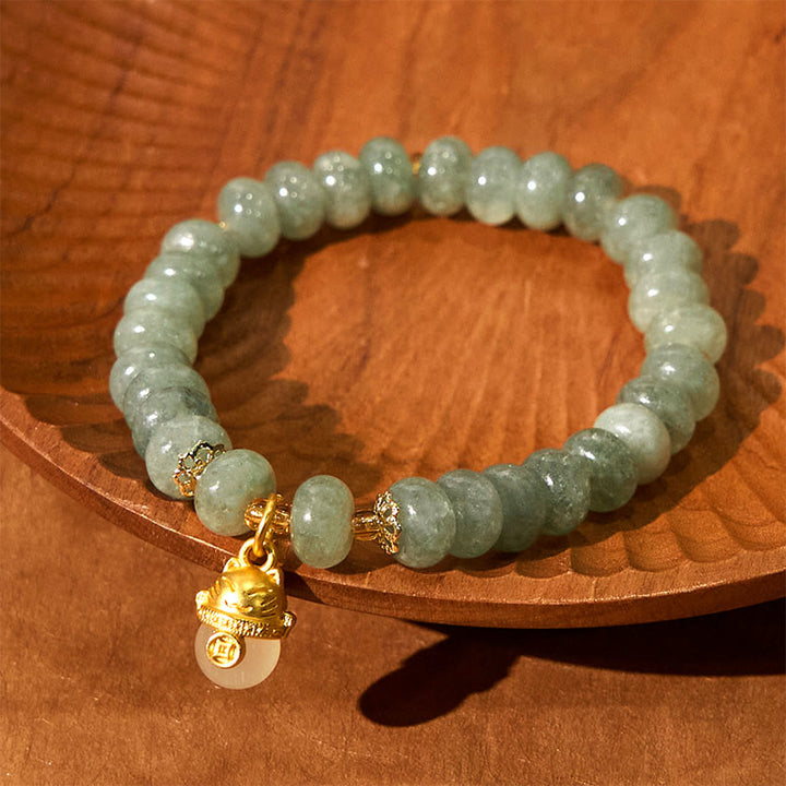 Buddha Stones Kwarc Truskawkowy Cyjan Jade Koraliki Kota Szczęścia Bransoletka Lecznicza - image 14