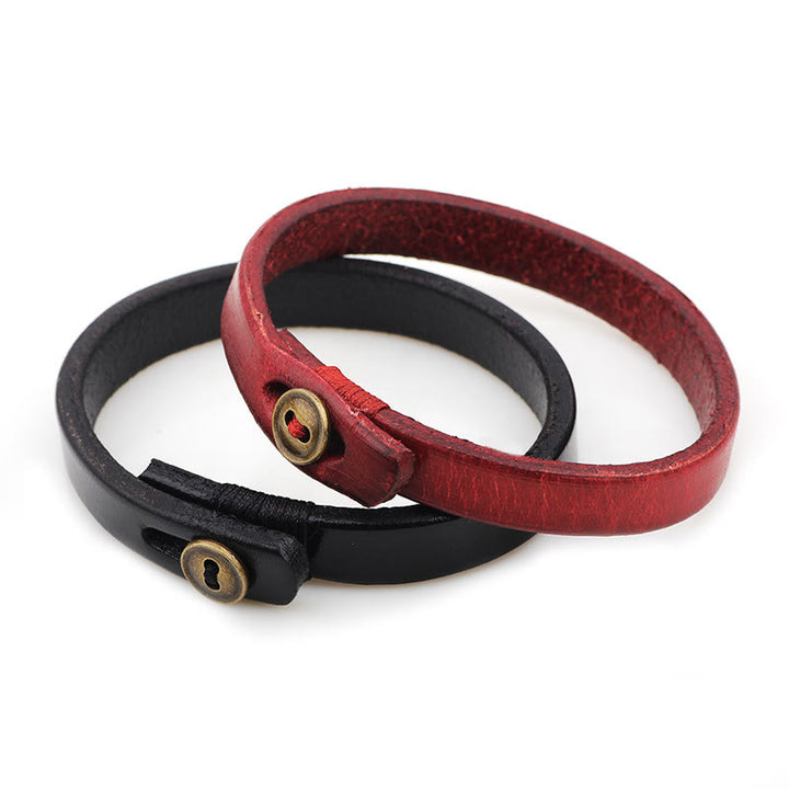 Buddha Stones Bransoletka Vintage Plain Leather Buckle Confidence