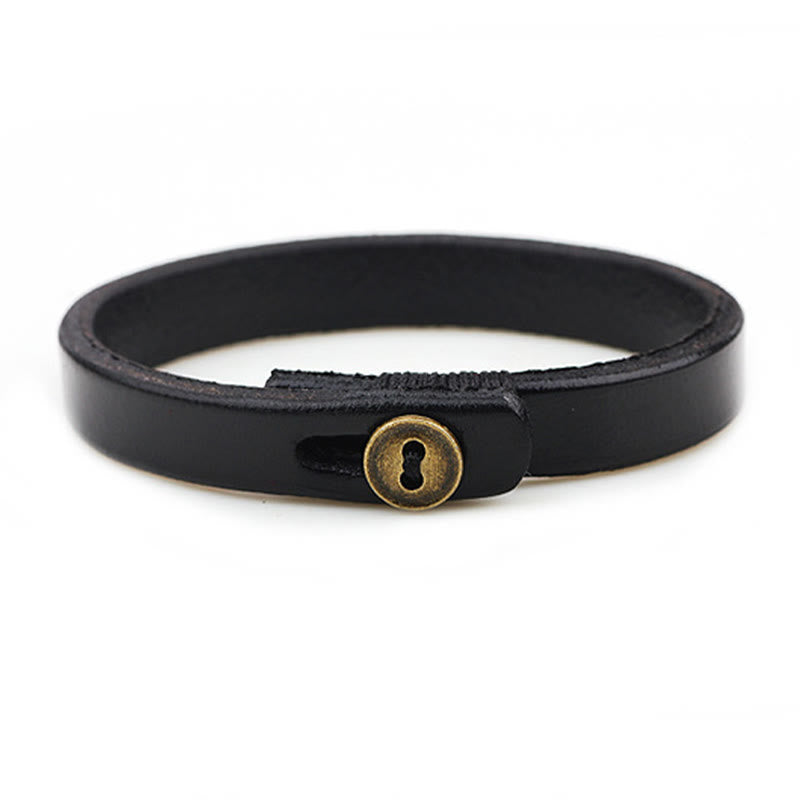 Buddha Stones Bransoletka Vintage Plain Leather Buckle Confidence