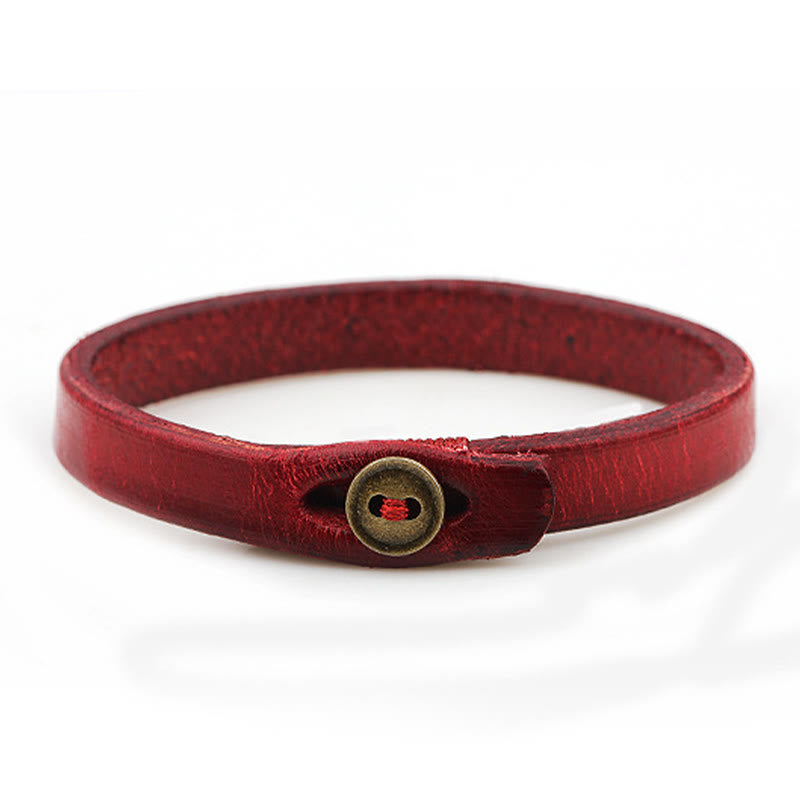 Buddha Stones Bransoletka Vintage Plain Leather Buckle Confidence