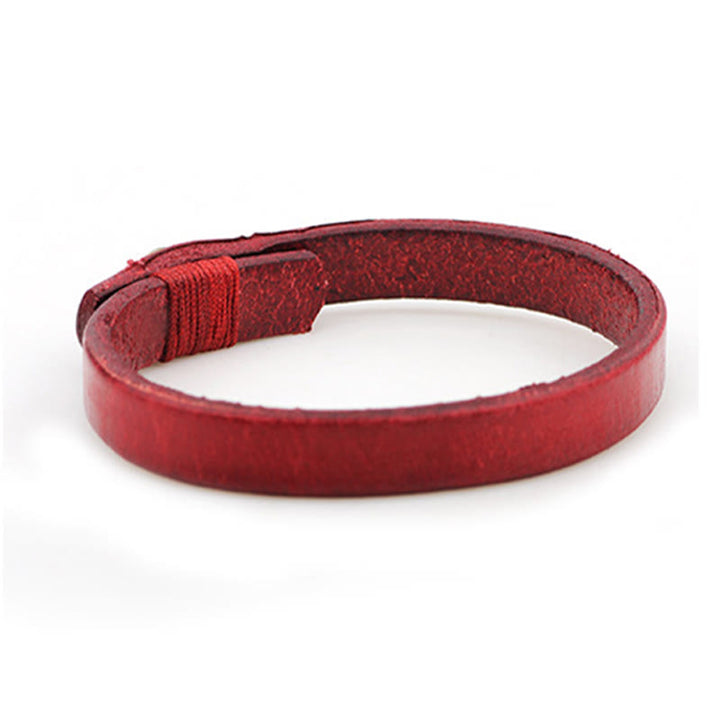Buddha Stones Bransoletka Vintage Plain Leather Buckle Confidence