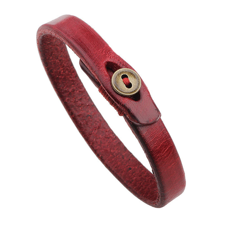 Buddha Stones Bransoletka Vintage Plain Leather Buckle Confidence