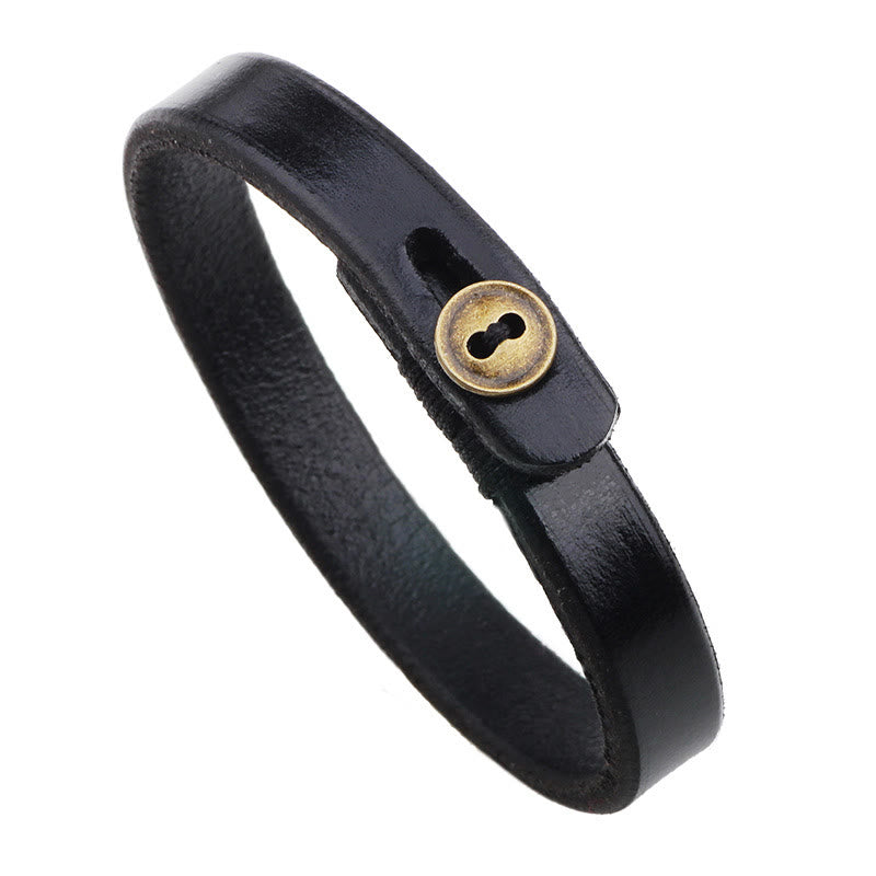 Buddha Stones Bransoletka Vintage Plain Leather Buckle Confidence