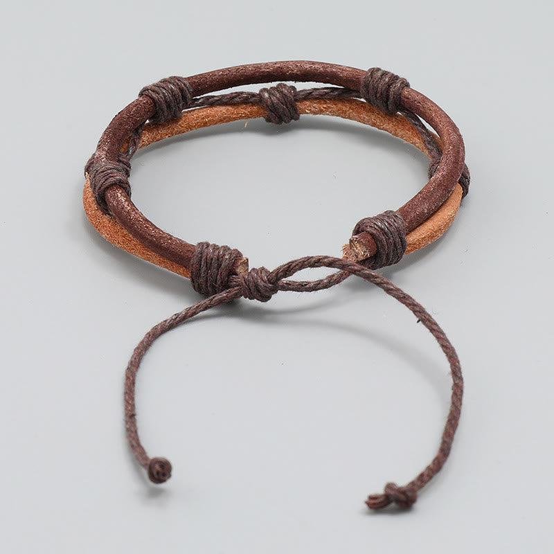 Bransoletka Buddha Stones Vintage Leather tkana ręcznie z konopi