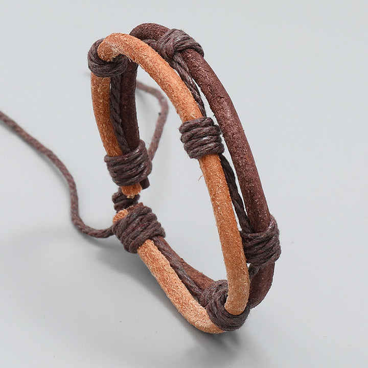 Bransoletka Buddha Stones Vintage Leather tkana ręcznie z konopi