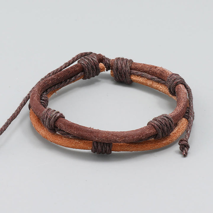 Bransoletka Buddha Stones Vintage Leather tkana ręcznie z konopi