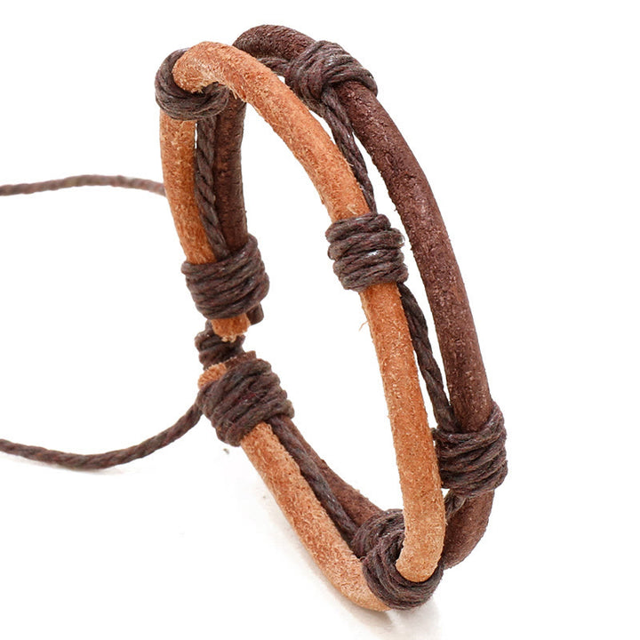 Bransoletka Buddha Stones Vintage Leather tkana ręcznie z konopi