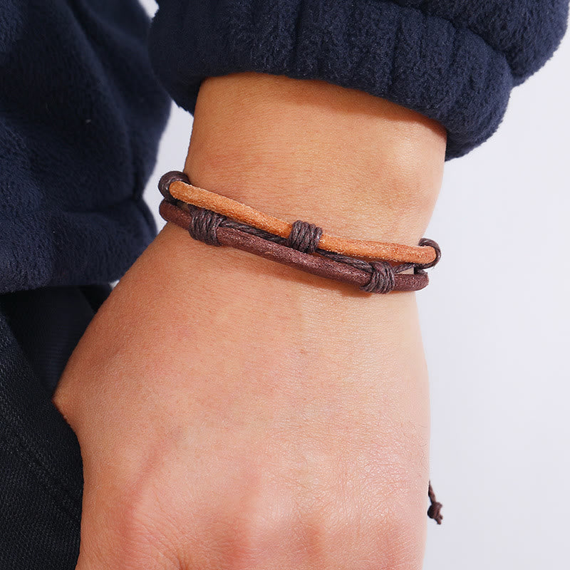 Bransoletka Buddha Stones Vintage Leather tkana ręcznie z konopi