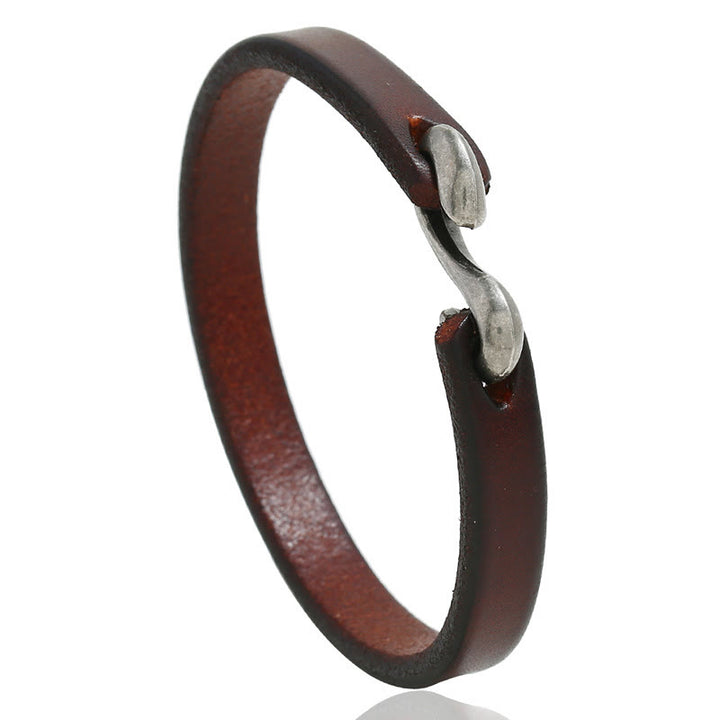 Buddha Stones Bransoletka ze skóry naturalnej Vintage Plain Strength Buckle