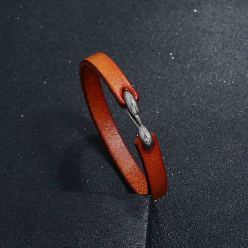 Buddha Stones Bransoletka ze skóry naturalnej Vintage Plain Strength Buckle