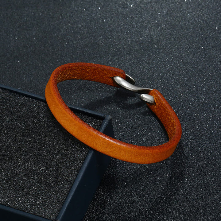Buddha Stones Bransoletka ze skóry naturalnej Vintage Plain Strength Buckle