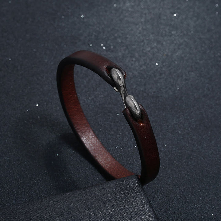 Buddha Stones Bransoletka ze skóry naturalnej Vintage Plain Strength Buckle