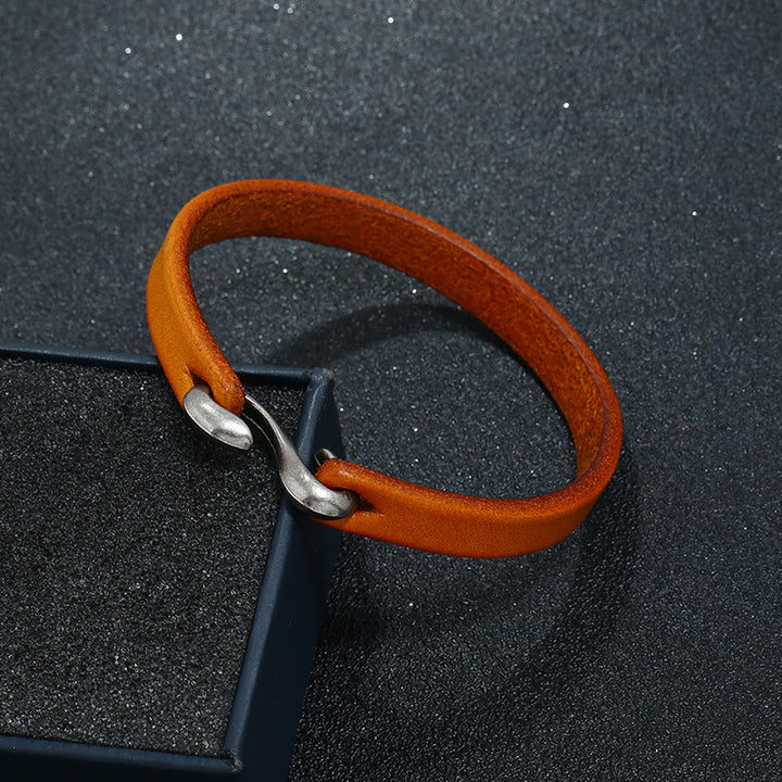 Buddha Stones Bransoletka ze skóry naturalnej Vintage Plain Strength Buckle
