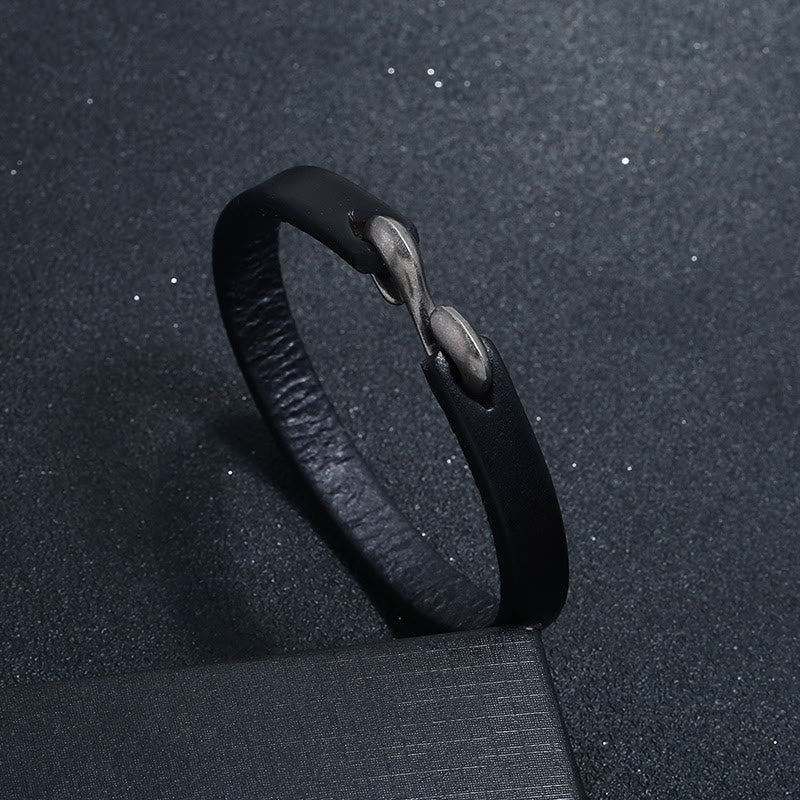 Buddha Stones Bransoletka ze skóry naturalnej Vintage Plain Strength Buckle
