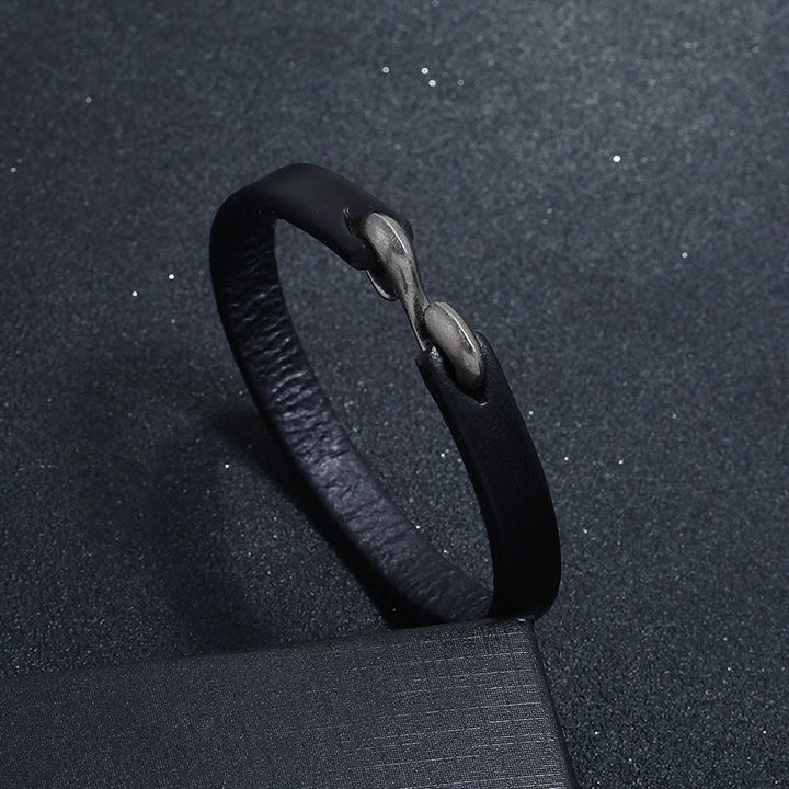 Buddha Stones Bransoletka ze skóry naturalnej Vintage Plain Strength Buckle
