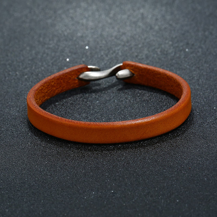 Buddha Stones Bransoletka ze skóry naturalnej Vintage Plain Strength Buckle