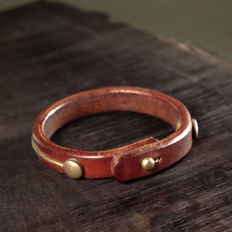 Bransoletka lecznicza z kamieniami Buddha Stones Vintage Leather Copper Brass Wire