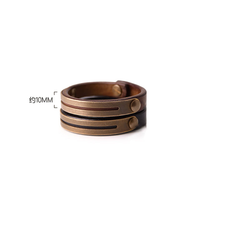 Buddha Stones Bransoletka Vintage Leather z miedzi i mosiądzu Balance