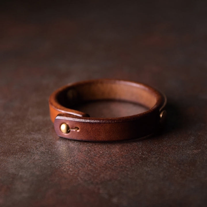 Buddha Stones Bransoletka Vintage Leather z miedzi i mosiądzu Balance