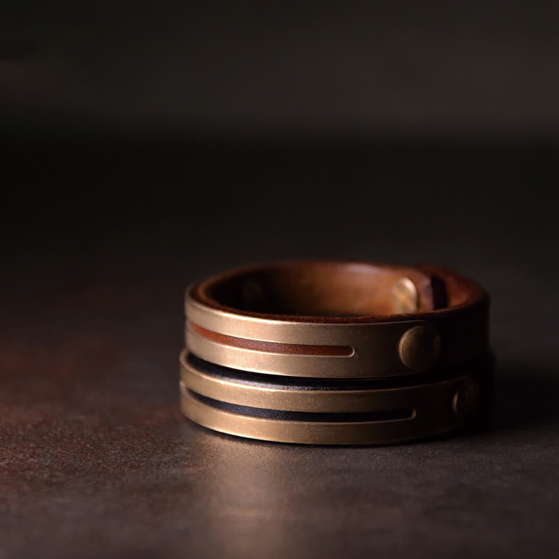 Buddha Stones Bransoletka Vintage Leather z miedzi i mosiądzu Balance