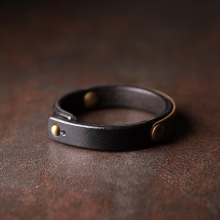 Buddha Stones Bransoletka Vintage Leather z miedzi i mosiądzu Balance