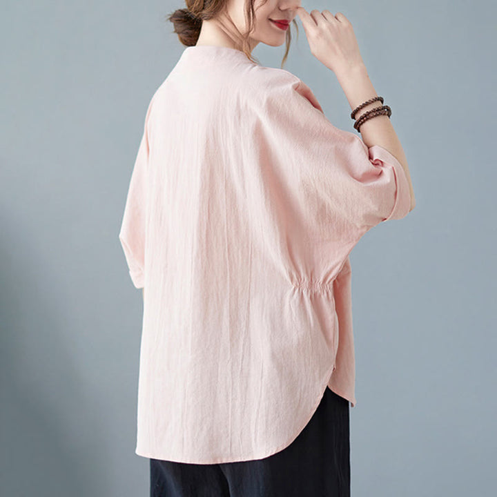 Buddha Stones z lnu bawełnianego z krótkim rękawem i prostym rękawem w kształcie skrzydeł nietoperza - image 18