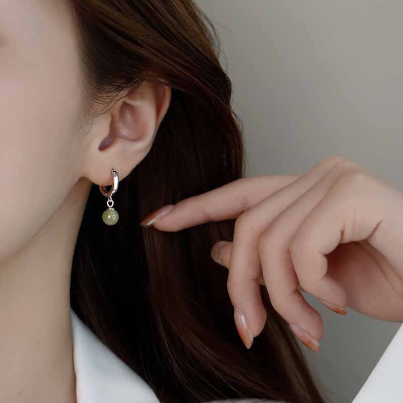 Kolczyki z Buddha Stones i okrągłych jadeitowych koralików Prosperity - image 6