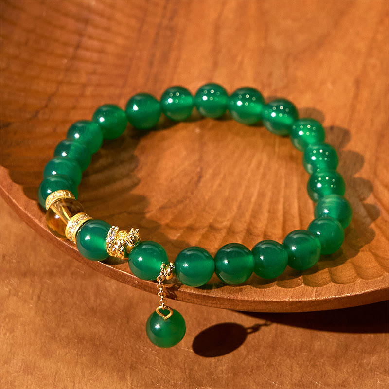 Bransoletka mocy Buddha Stones Rok Węża Zielony Agat Cytryn