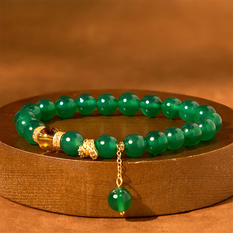 Bransoletka mocy Buddha Stones Rok Węża Zielony Agat Cytryn