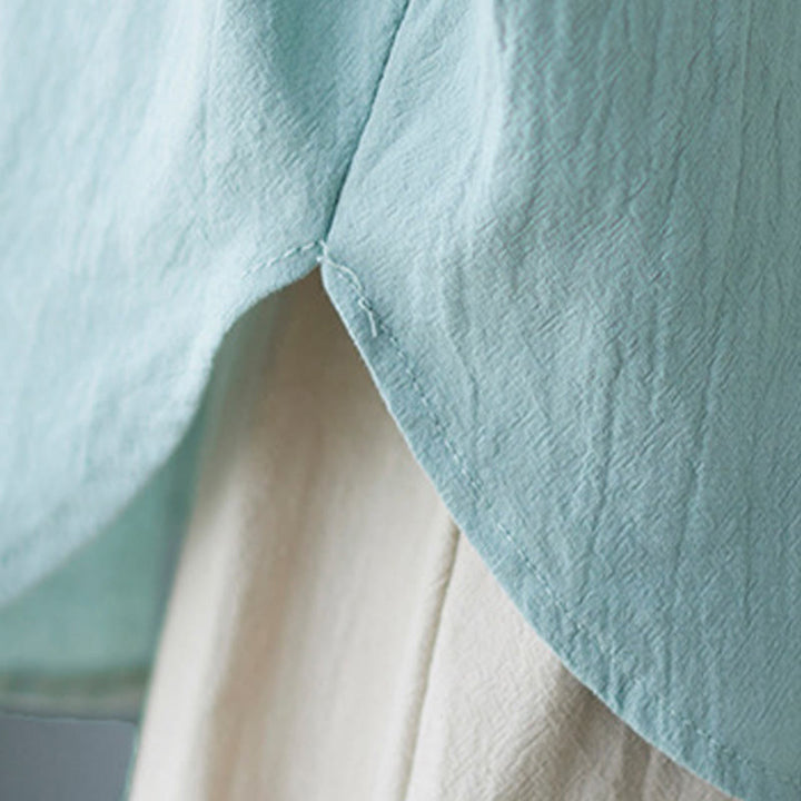 Buddha Stones z lnu bawełnianego z krótkim rękawem i prostym rękawem w kształcie skrzydeł nietoperza - image 8