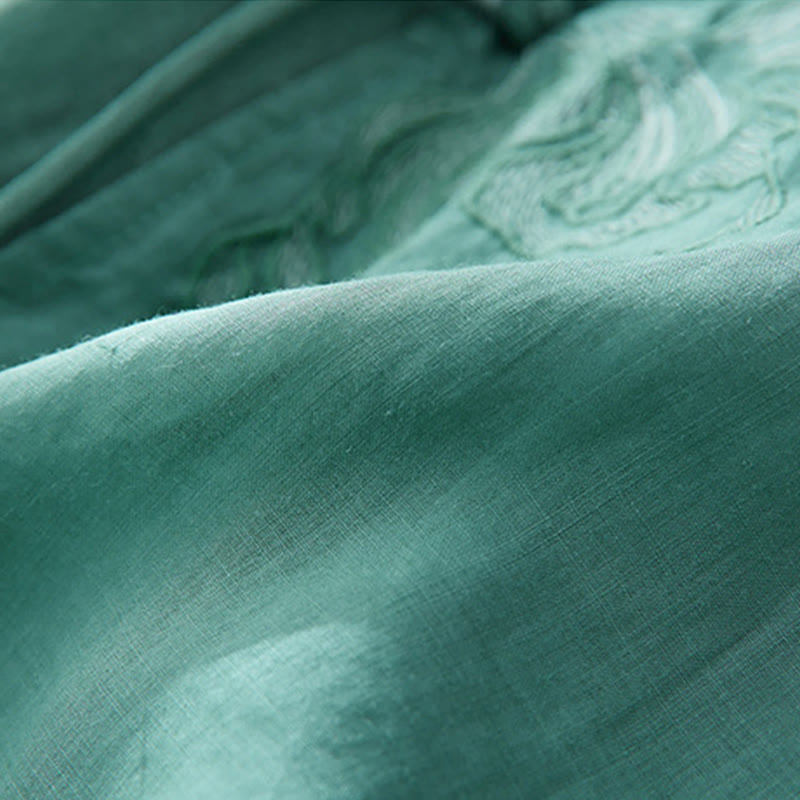 Koszula damska z haftem w kamienie Buddha Stones , z bawełny i lnu, z trzema czwartymi rękawami - image 25