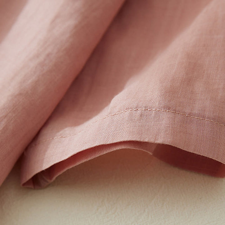 Koszula damska z haftem w kamienie Buddha Stones , z bawełny i lnu, z trzema czwartymi rękawami - image 7